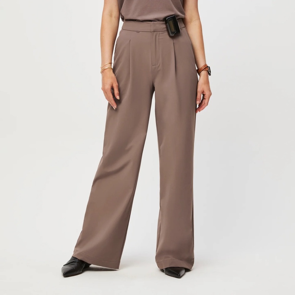 Figs Pro high waisted wide leg scrubtrouser Oak Medium Petite